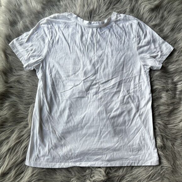 Love Peace & Lazy Days Shirt Sz L Juniors T-shirt White Extra Butter Movie Crop - Picture 6 of 10